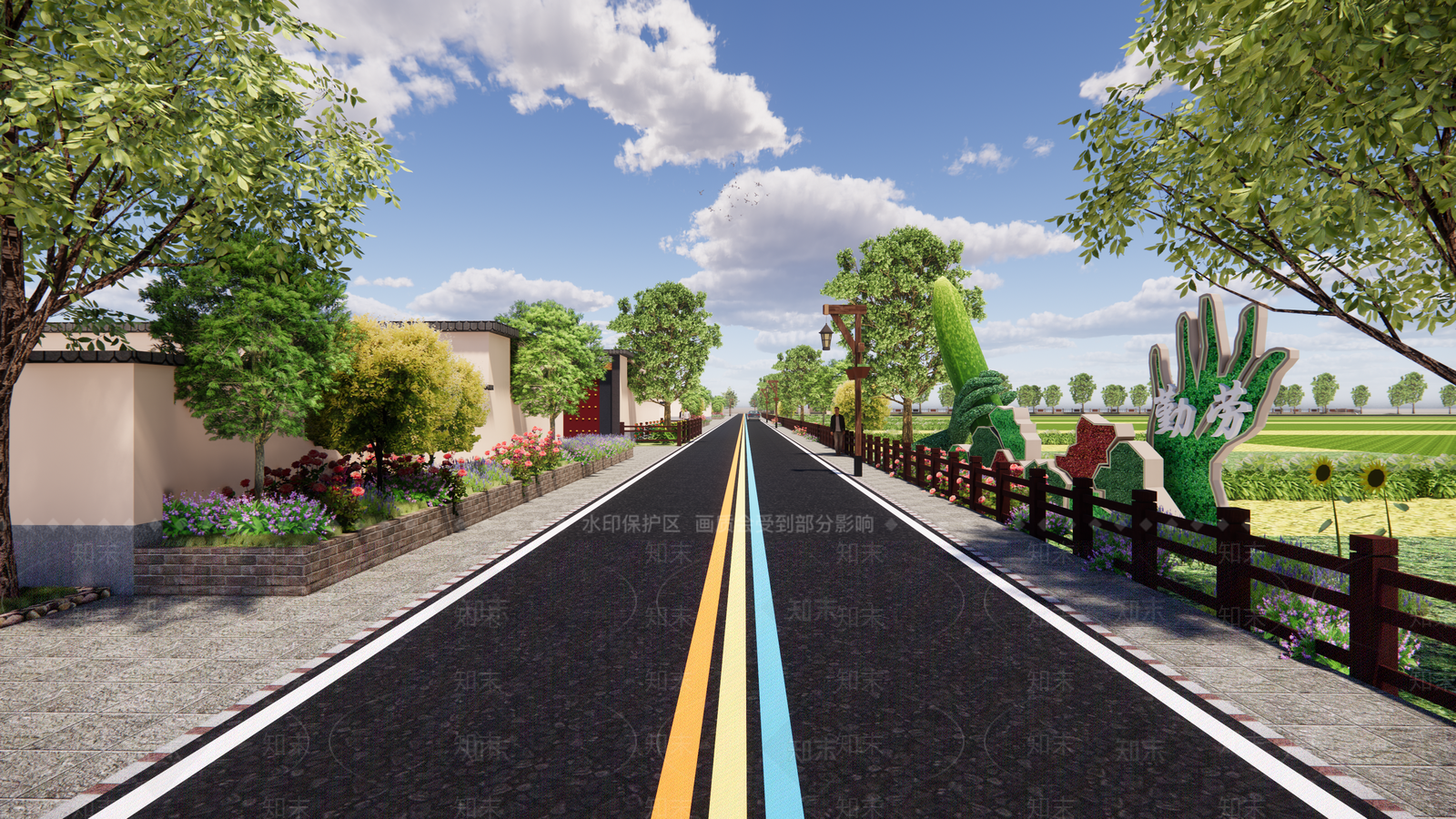 现代美丽乡村黄瓜主题街道SU模型下载【ID:1142796962】