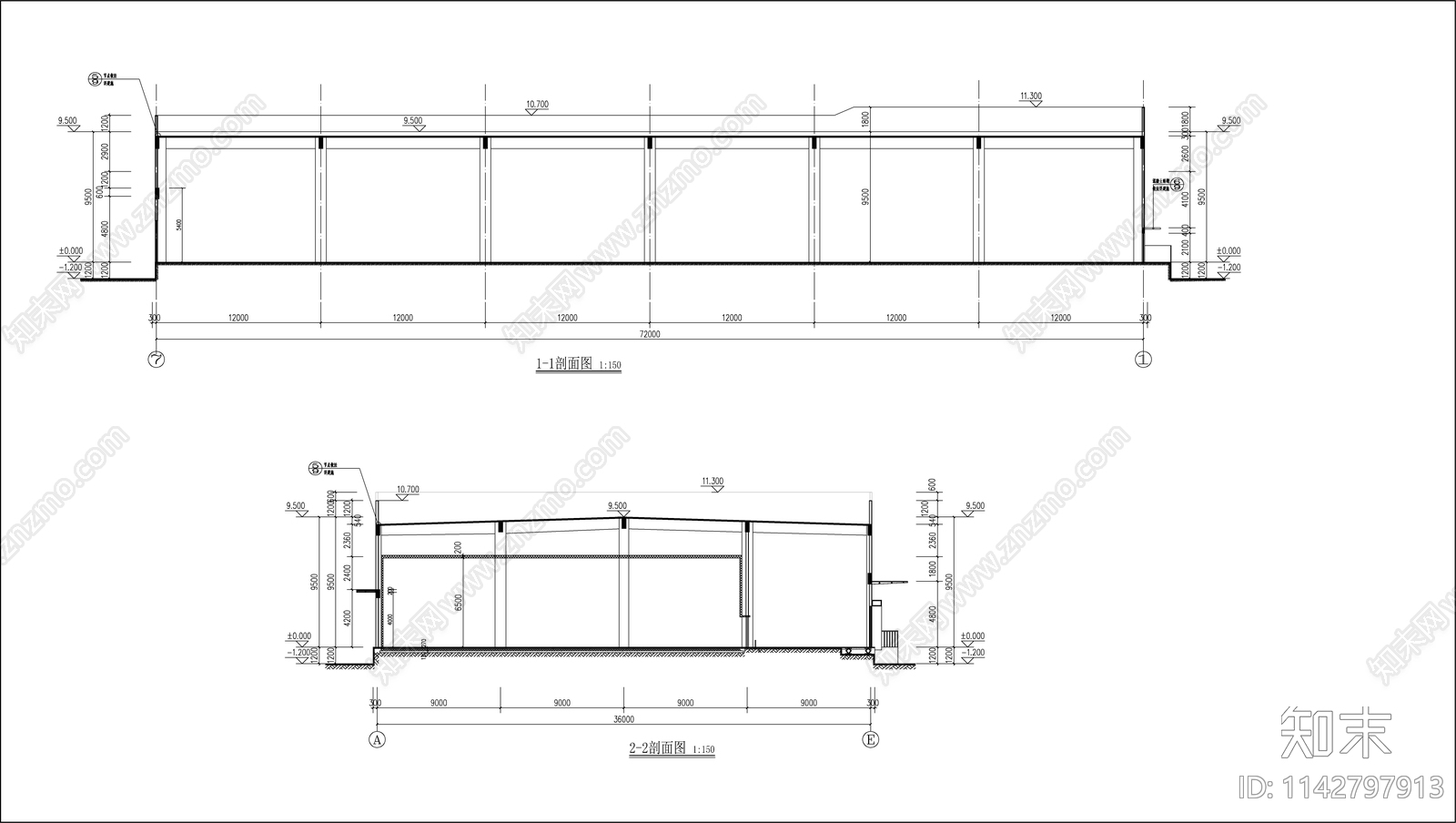 冷链物流冷库建筑cad施工图下载【ID:1142797913】