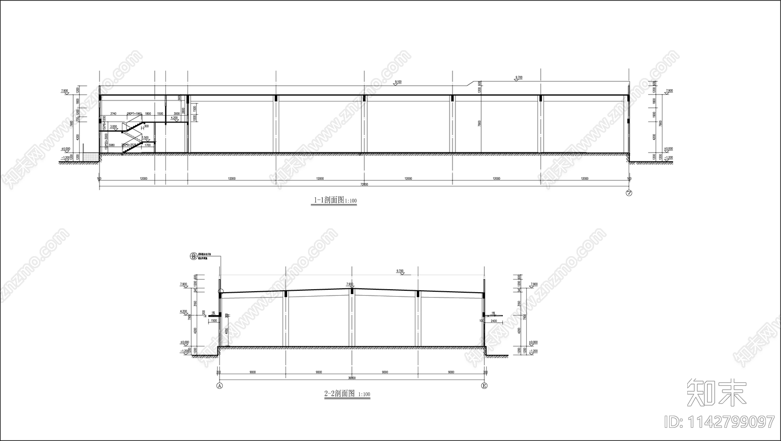 预制菜加工车间建筑cad施工图下载【ID:1142799097】
