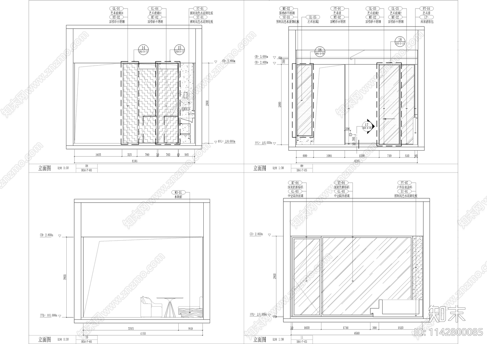 精品酒店双床房客房cad施工图下载【ID:1142800085】