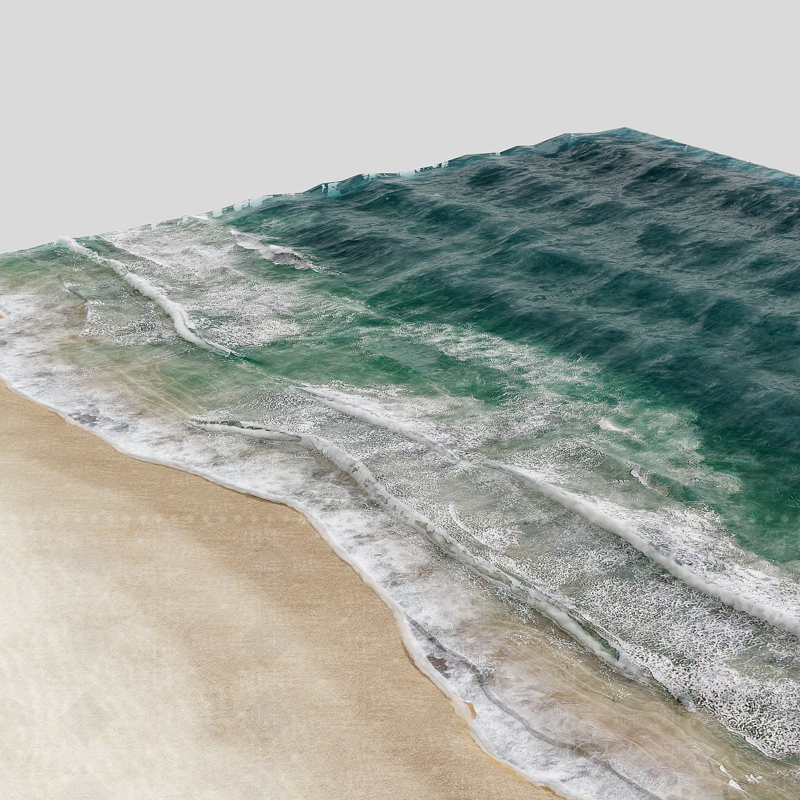 现代没被核污染的大海沙滩3D模型下载【ID:1142800887】