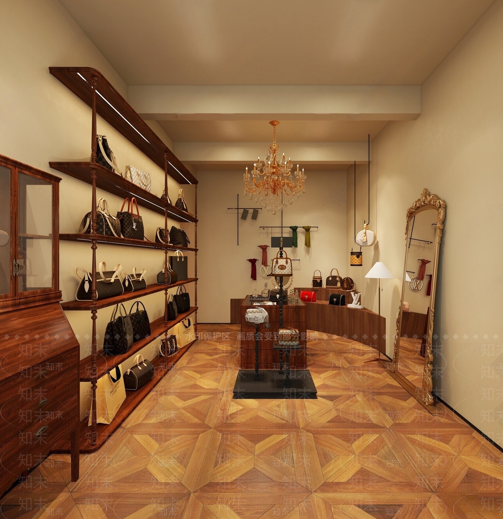 现代中古服饰包包店SU模型下载【ID:1142811886】