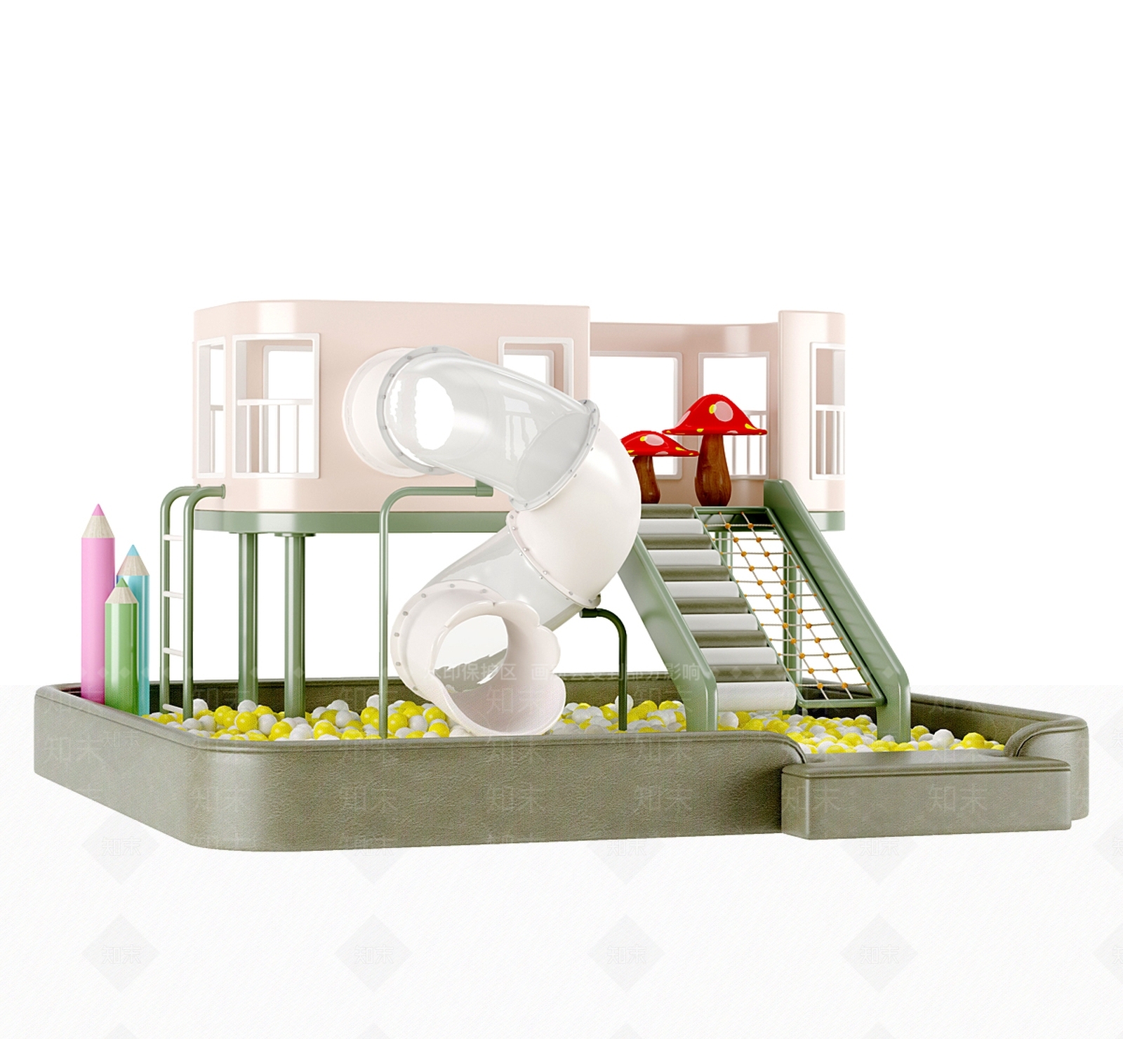 现代儿童游乐设施3D模型下载【ID:1142801040】