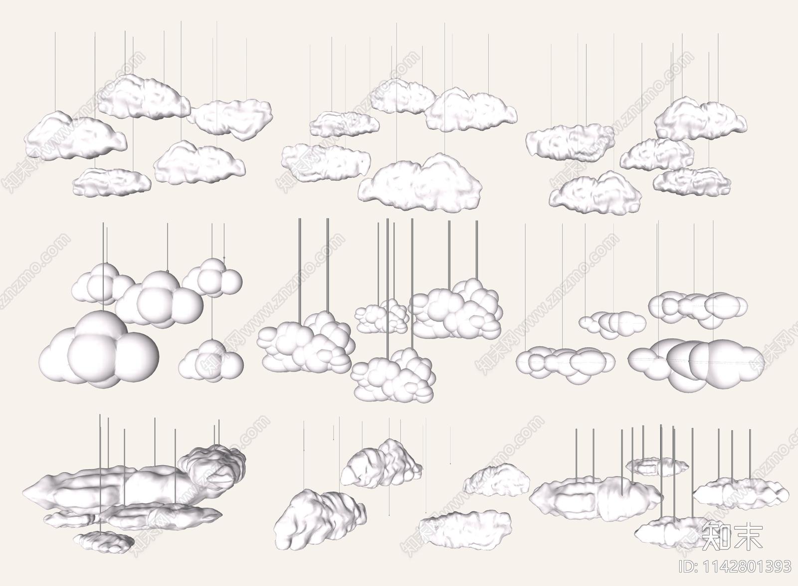现代云朵吊灯SU模型下载【ID:1142801393】