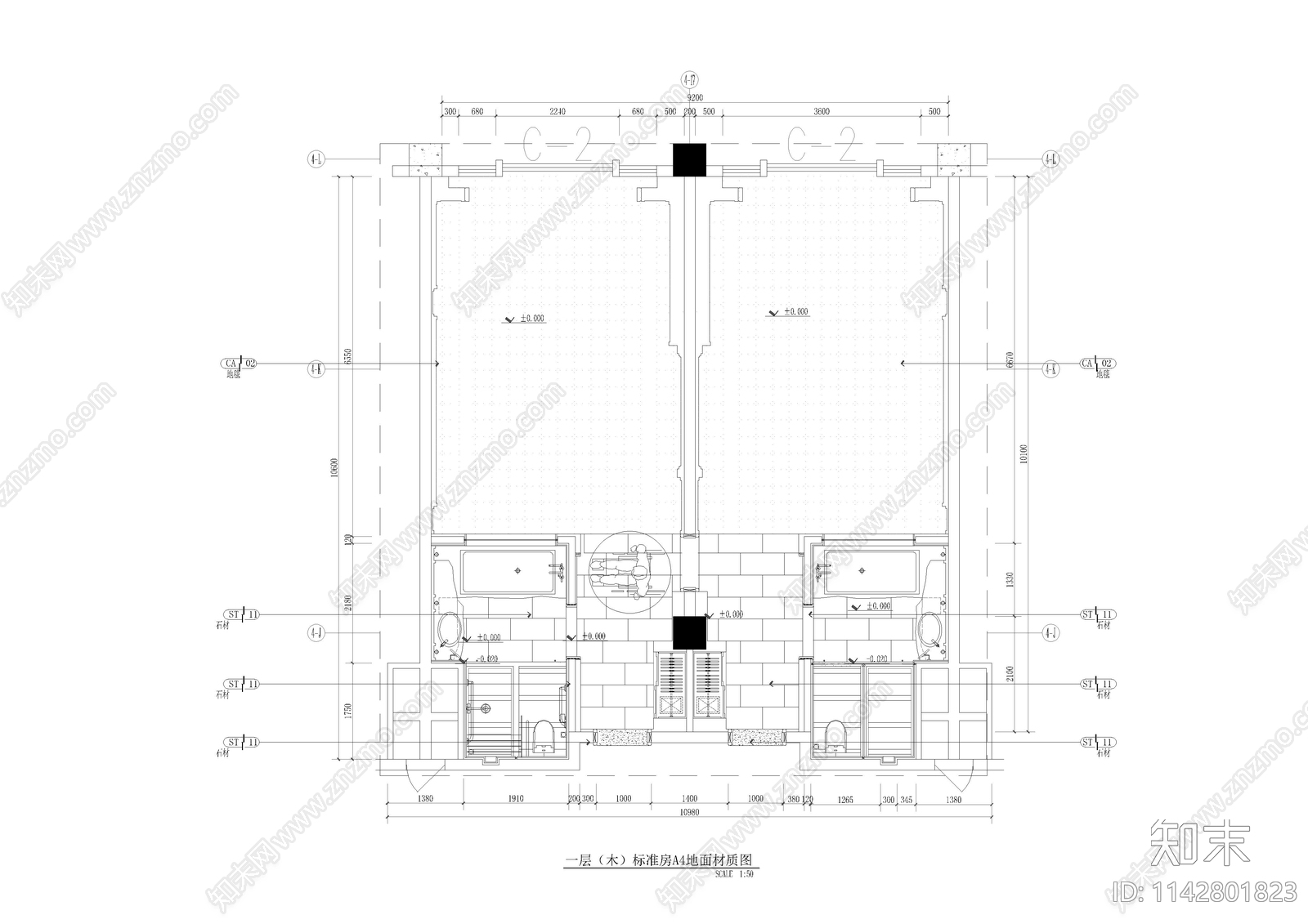 3套名宿客房样板间cad施工图下载【ID:1142801823】