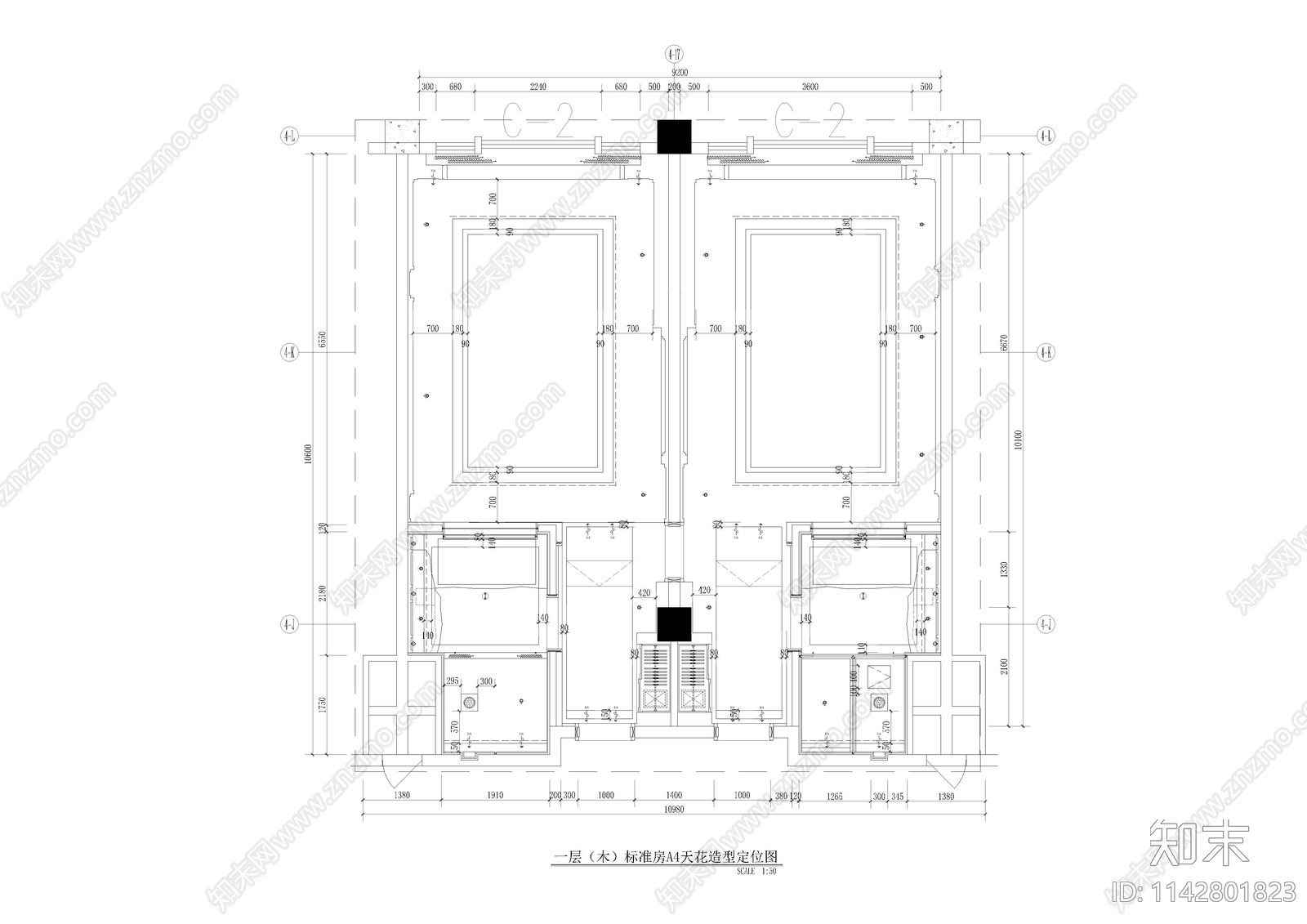 3套名宿客房样板间cad施工图下载【ID:1142801823】