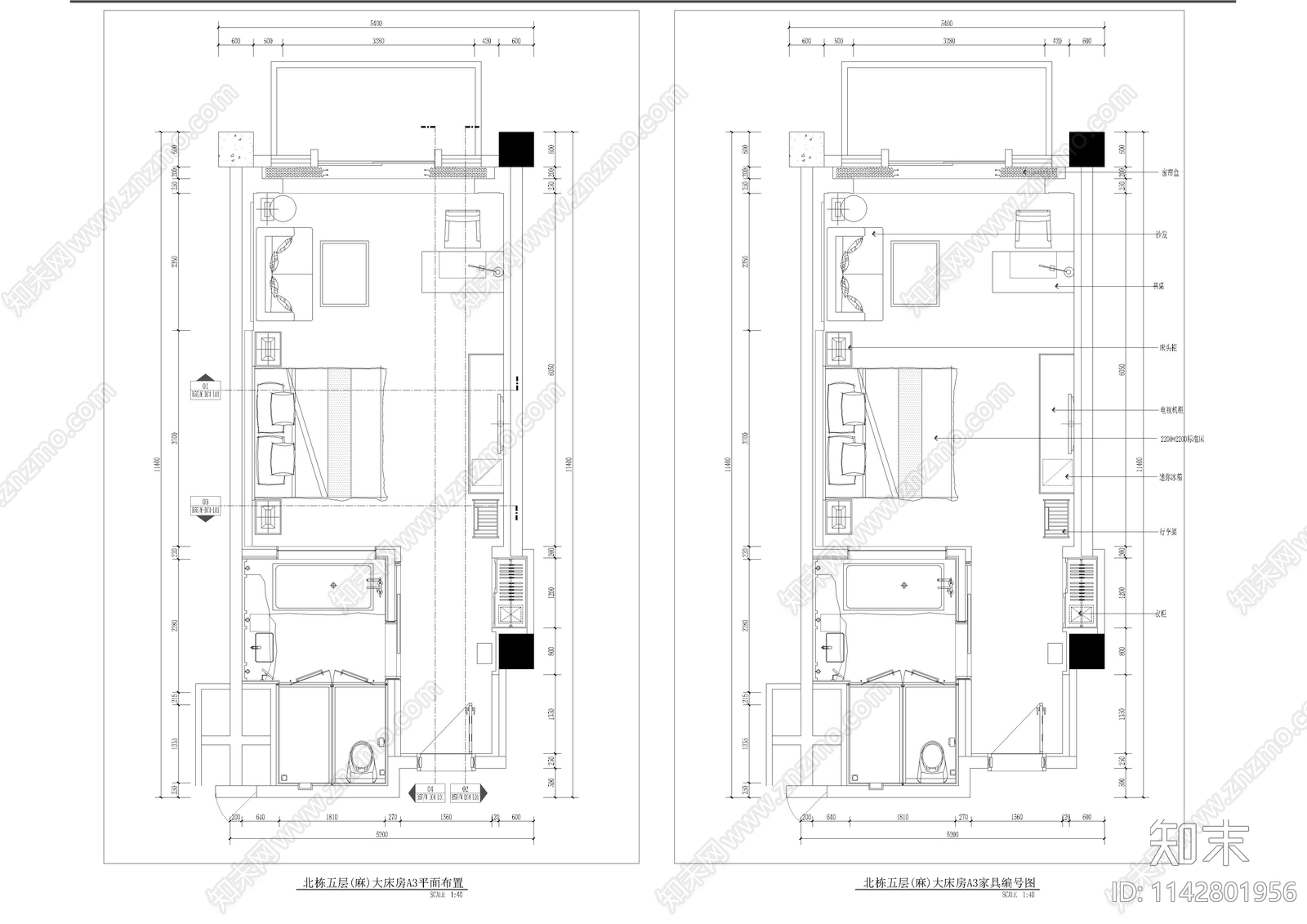 12套风格名宿客房室内装修施工图下载【ID:1142801956】