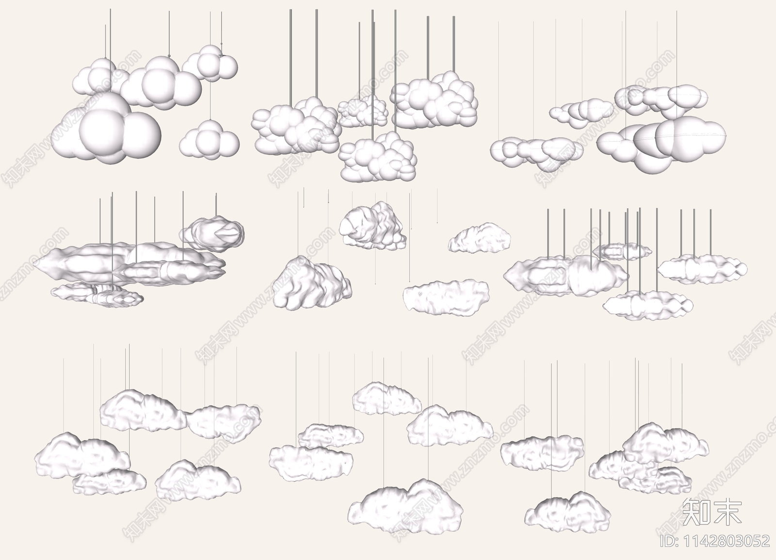 现代云朵吊灯SU模型下载【ID:1142803052】