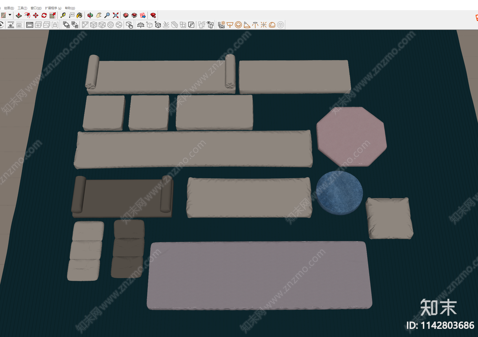 现代坐垫SU模型下载【ID:1142803686】