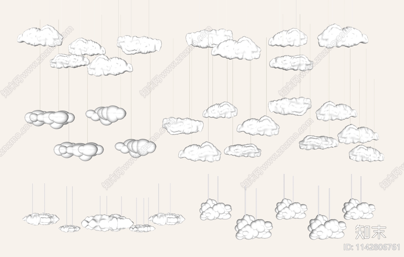 现代云朵吊灯SU模型下载【ID:1142806761】