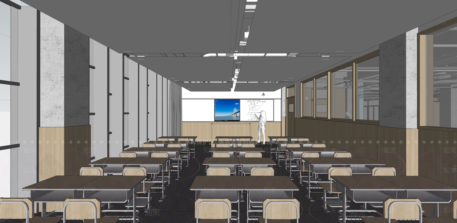 现代学校教室SU模型下载【ID:1142807755】