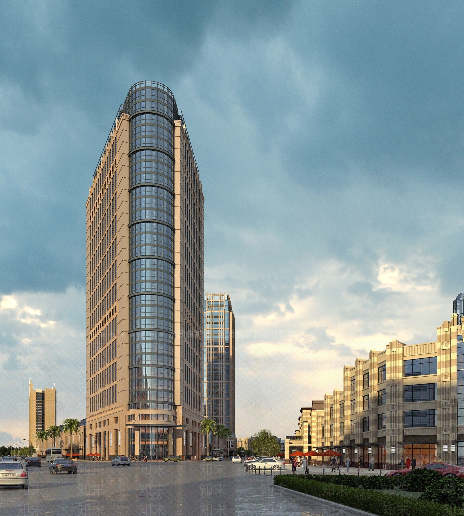 办公商业住宅综合体室外建筑景观低点沿街商业日景3D模型库3D模型下载【ID:1142810243】