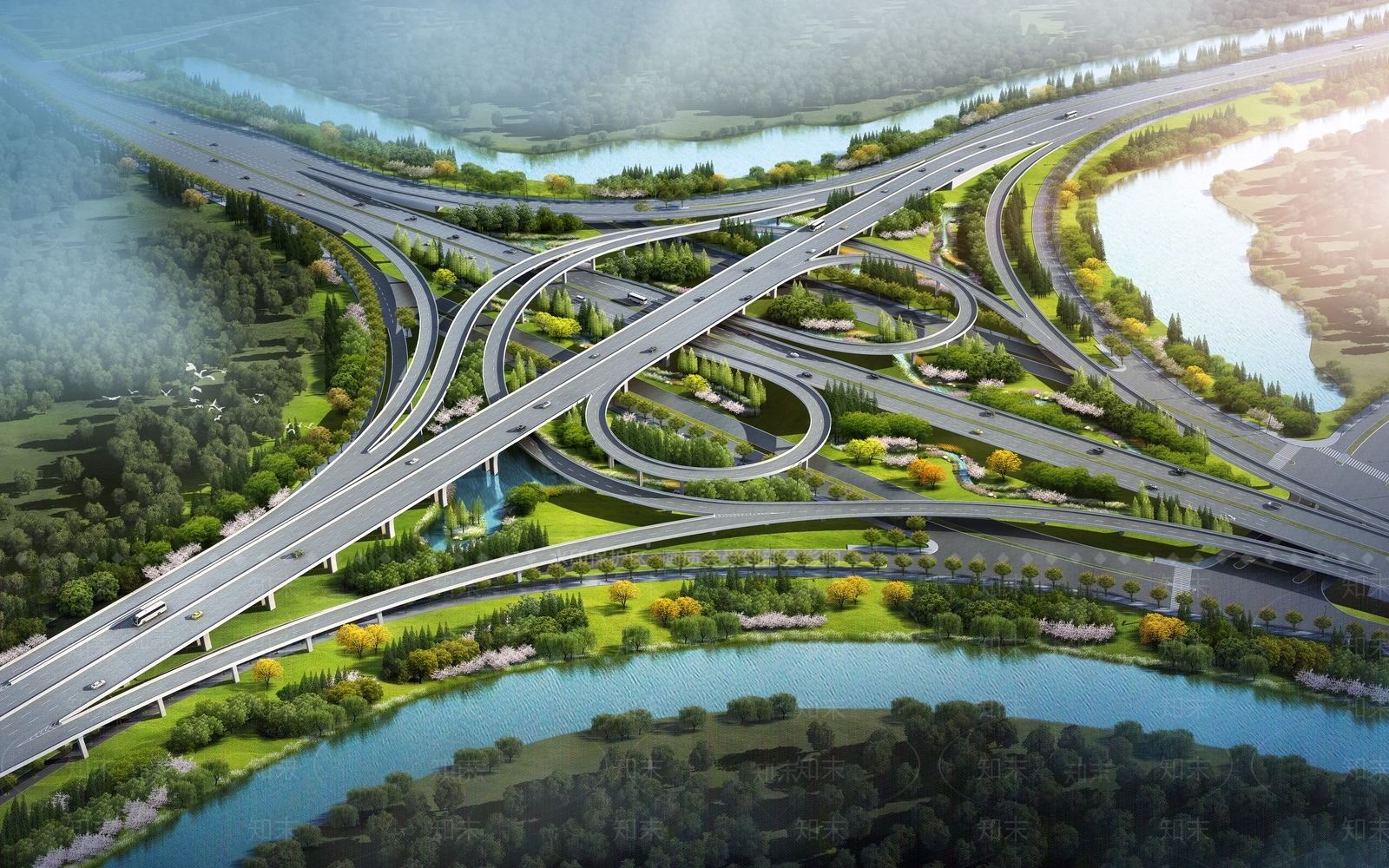 现代市政道路景观SU模型下载【ID:1142811882】