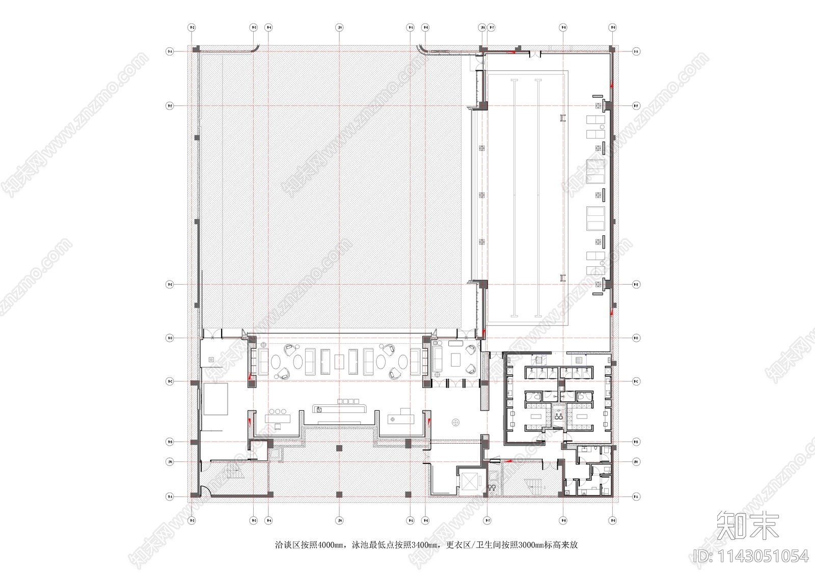 瑞府会所室内装修cad施工图下载【ID:1143051054】