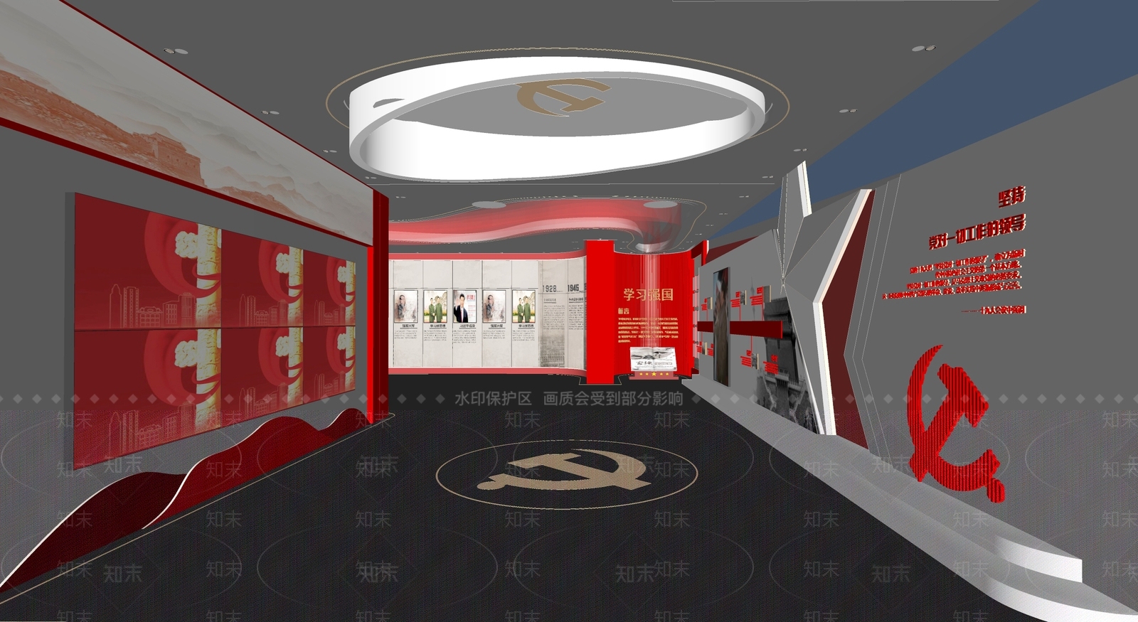 现代党建展厅SU模型下载【ID:1142814038】
