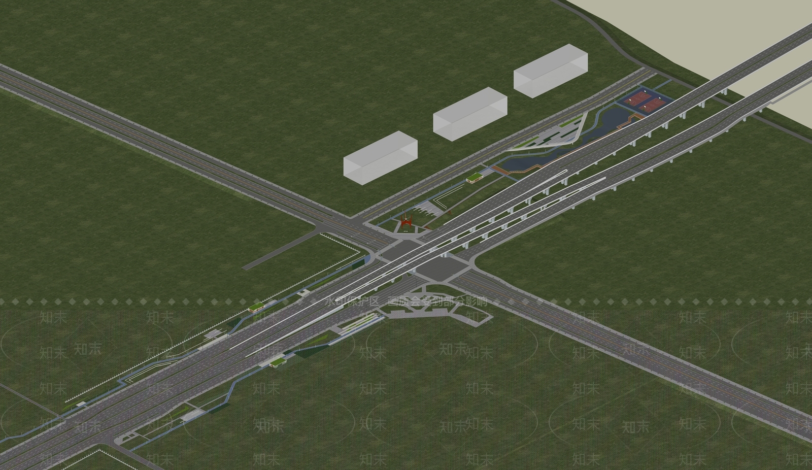 现代市政道路景观SU模型下载【ID:1142814460】