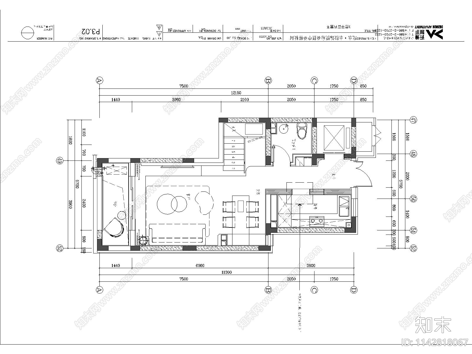 唐忠汉北京锦悦府165㎡别墅室内装修cad施工图下载【ID:1142818067】