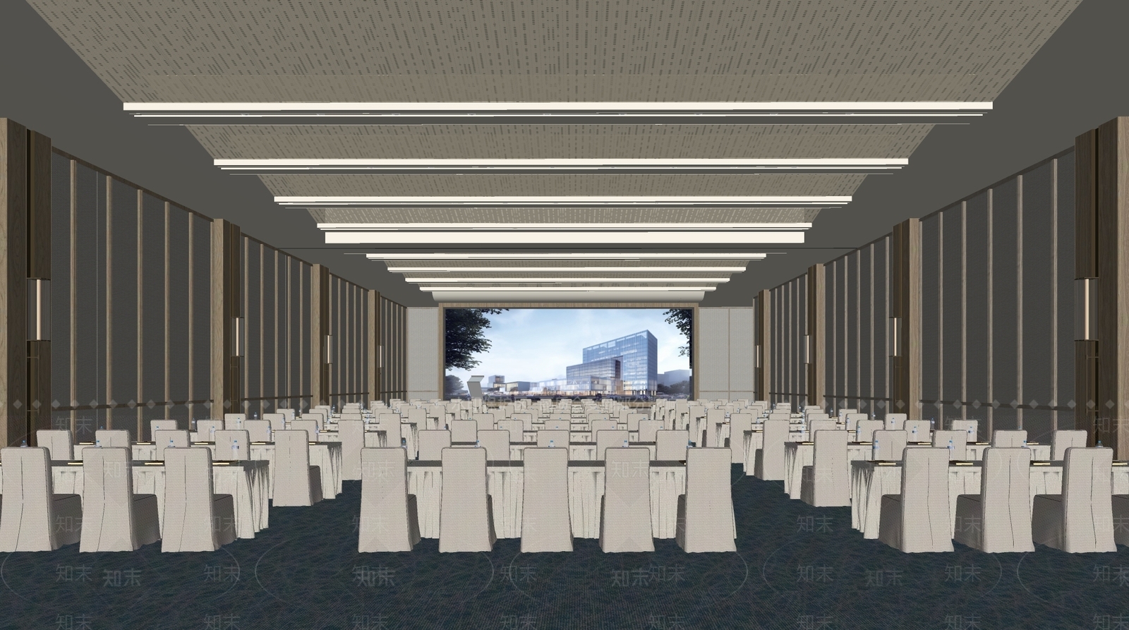 现代酒店宴会厅SU模型下载【ID:1142818690】