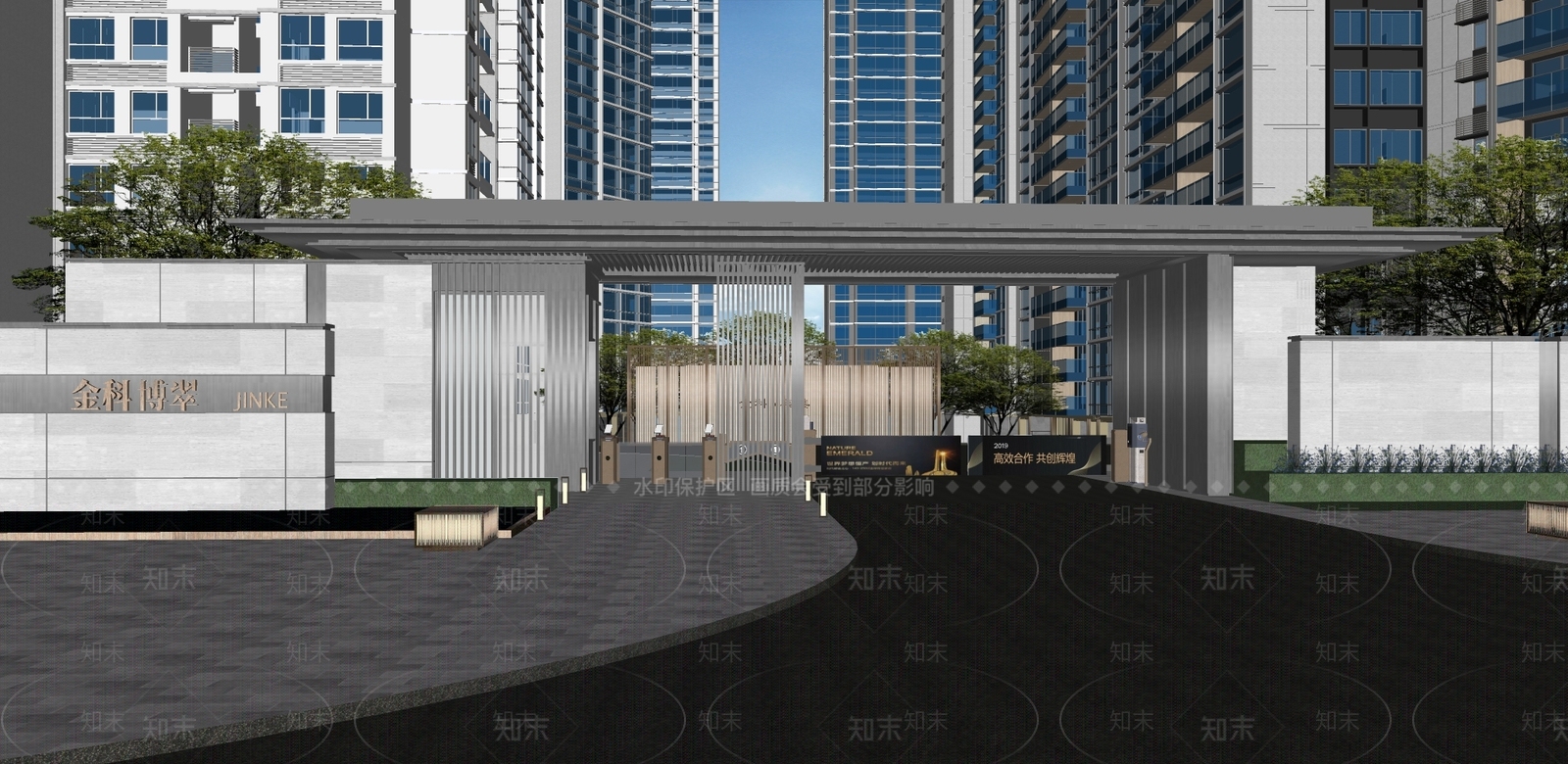 现代小区入口大门SU模型下载【ID:1142819705】_知末su模型网
