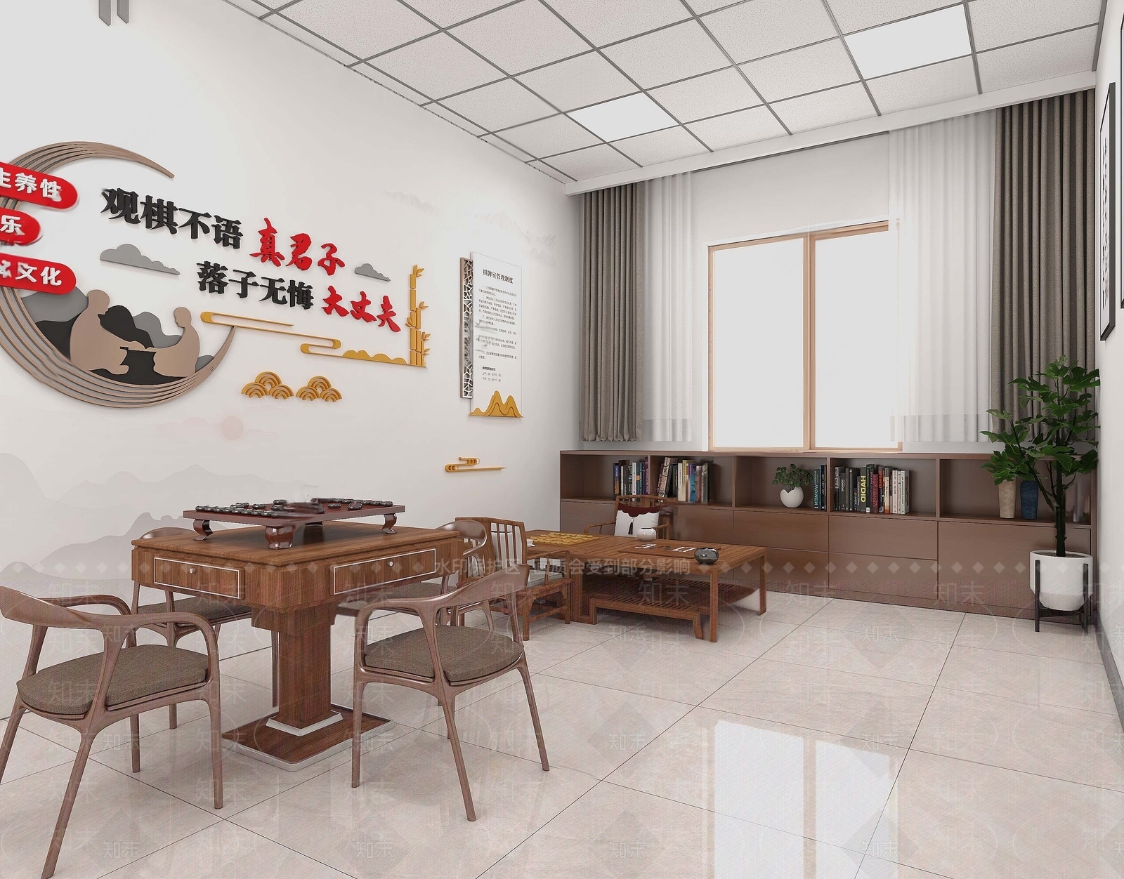 新中式社区棋牌室SU模型下载【ID:1142822834】