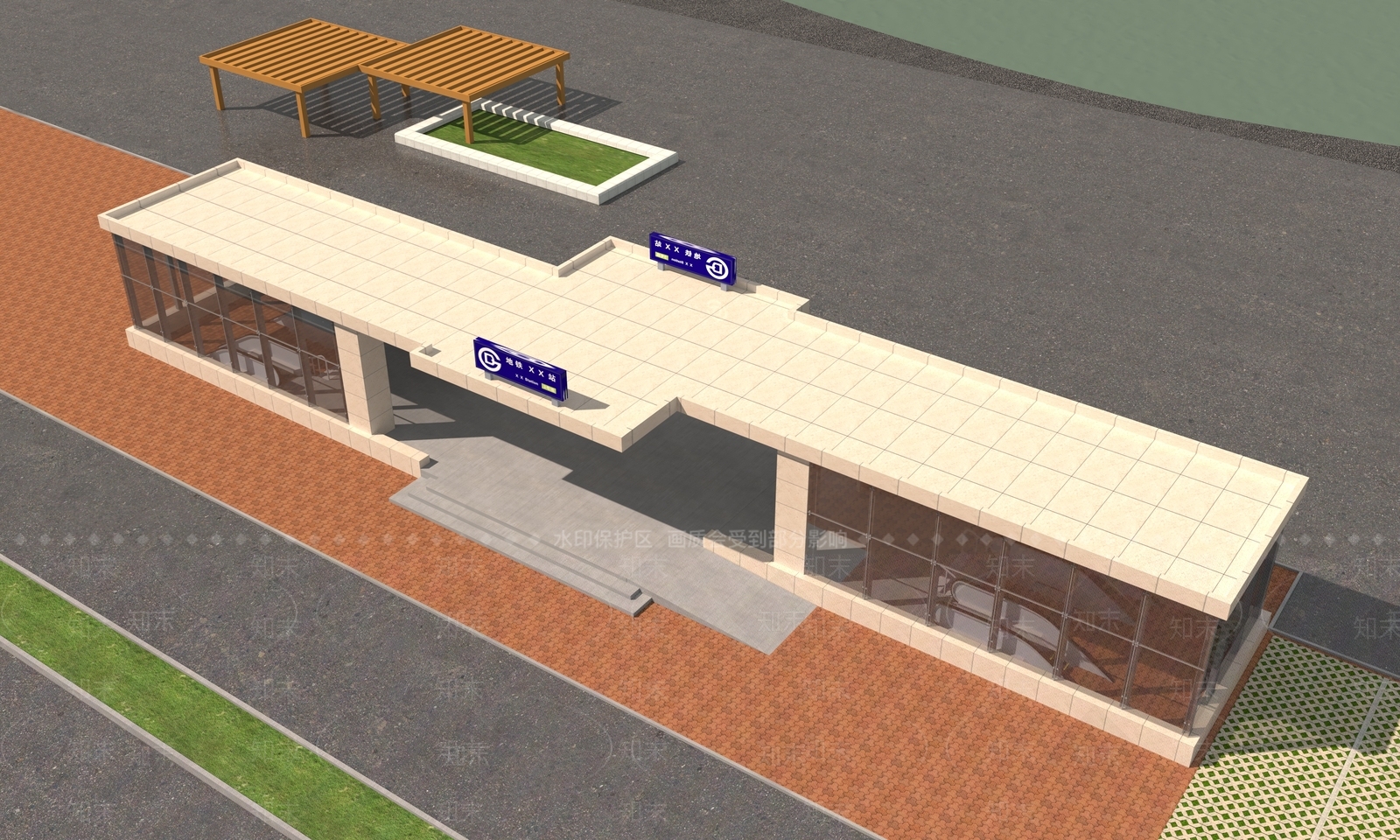 地铁站出入口3D模型下载【ID:1142824185】