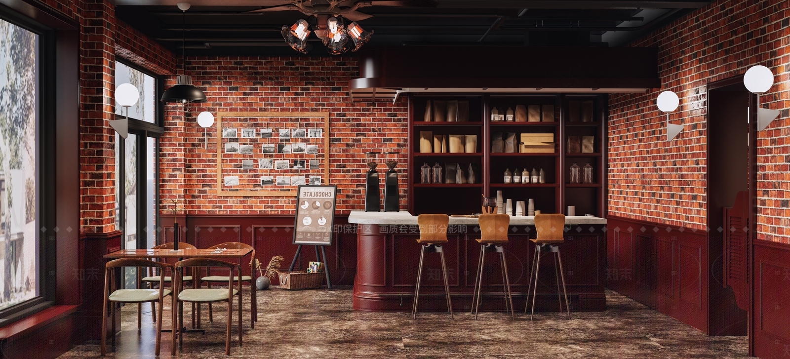 美式咖啡厅SU模型下载【ID:1216015428】