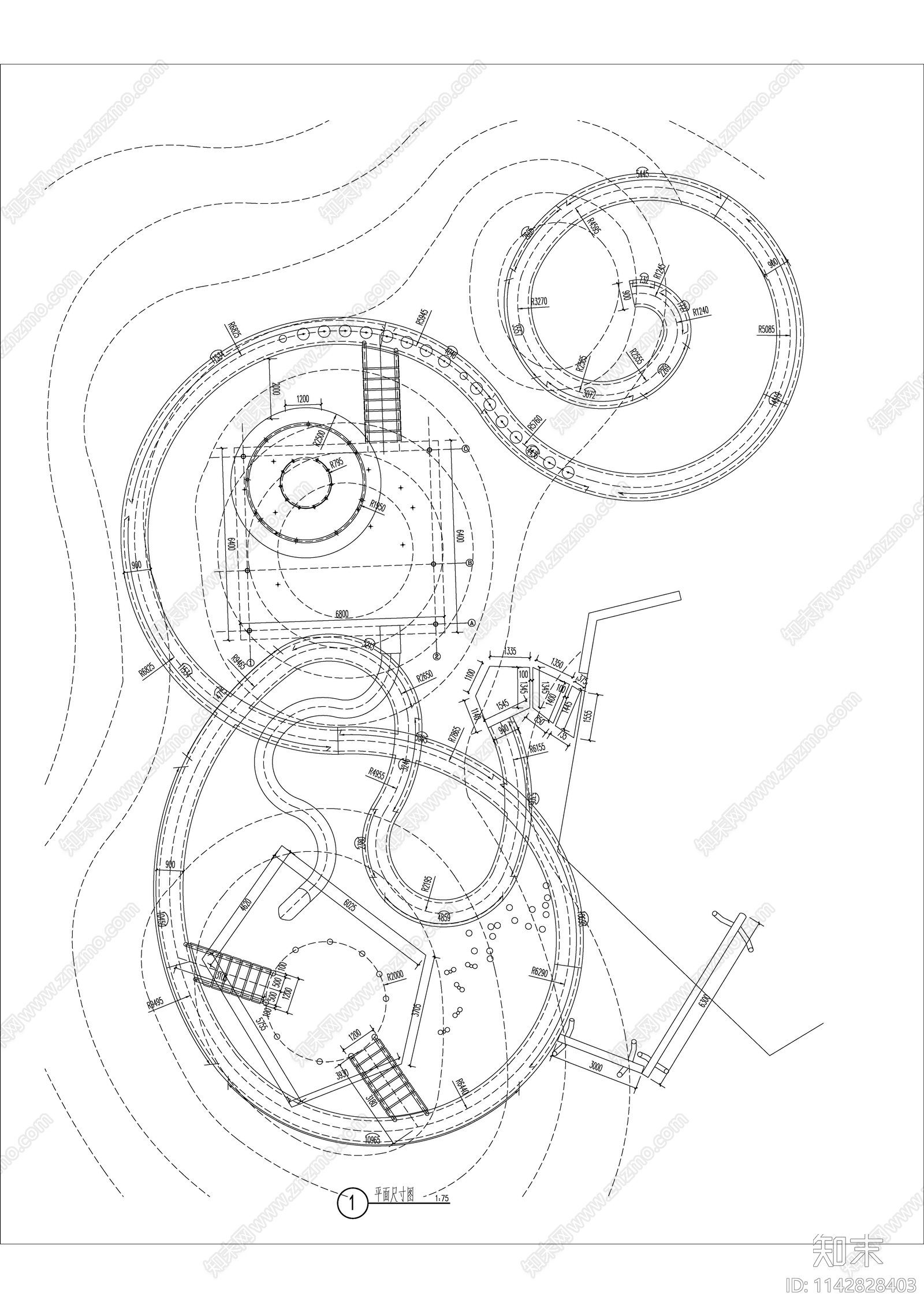 旋转走廊详图cad施工图下载【ID:1142828403】