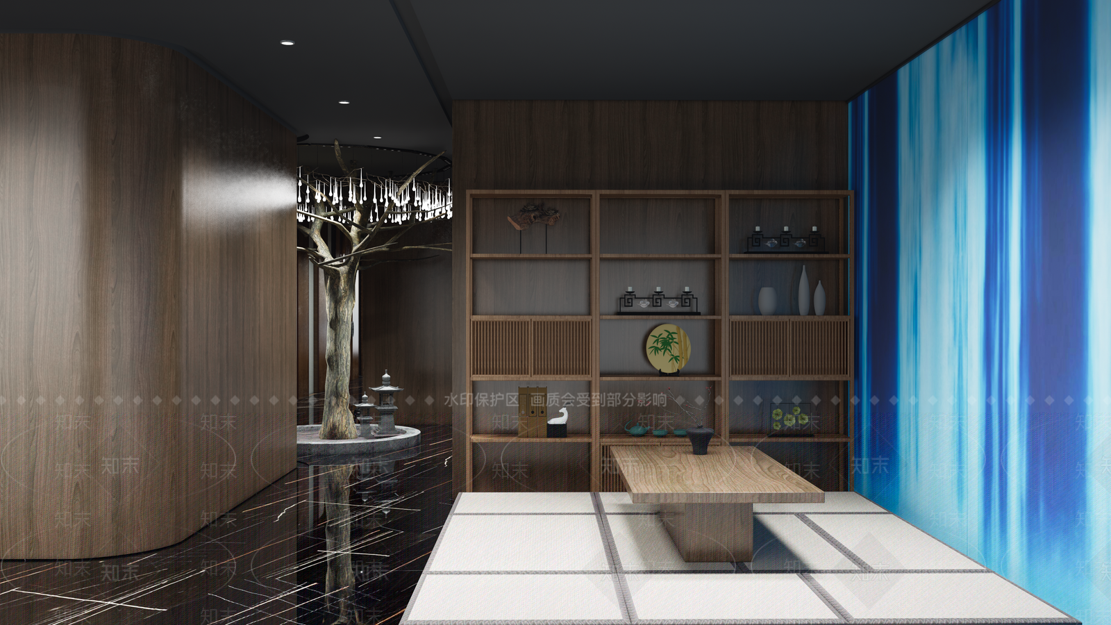 新中式茶室过道SU模型下载【ID:1142828529】