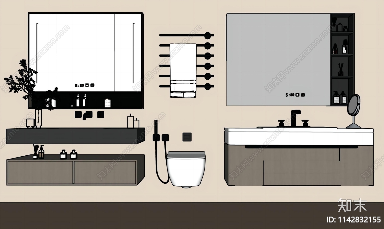 现代浴室柜SU模型下载【ID:1142832155】