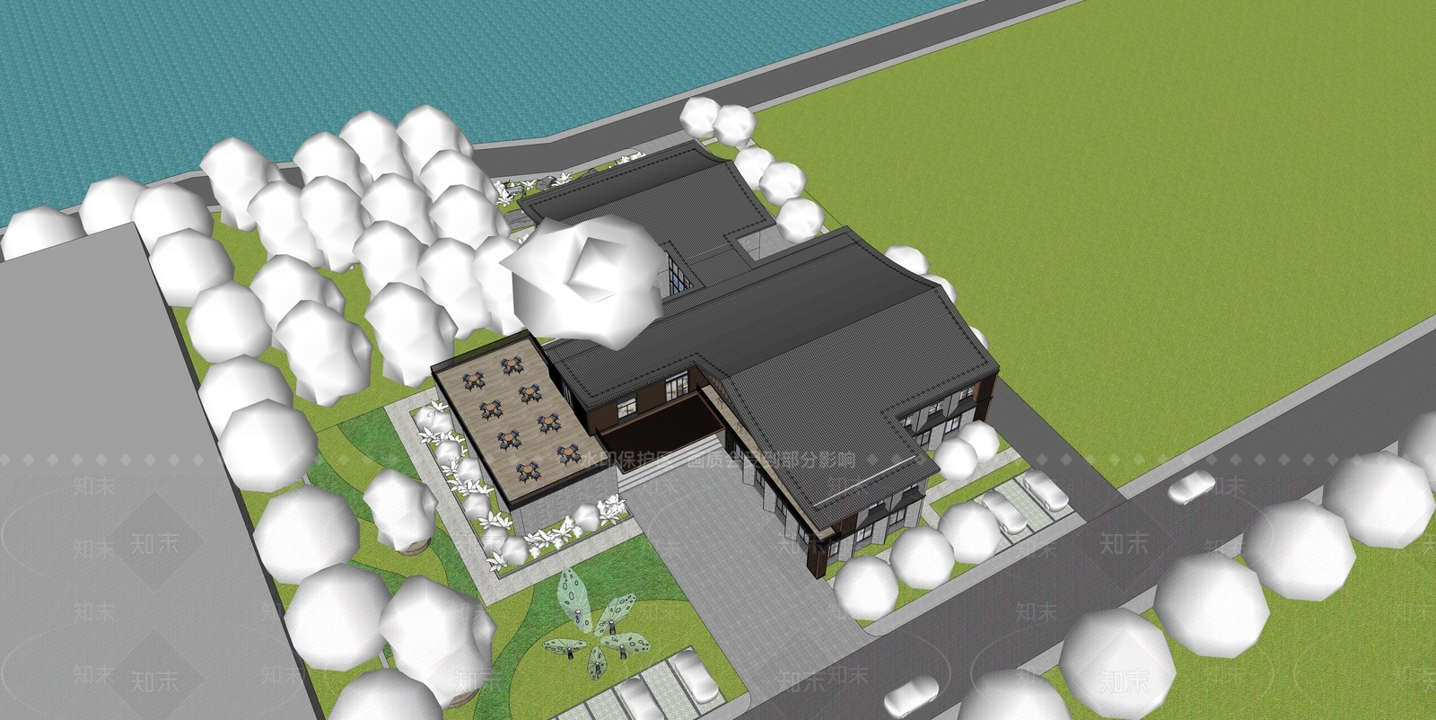 现代校史馆建筑SU模型下载【ID:1142835465】