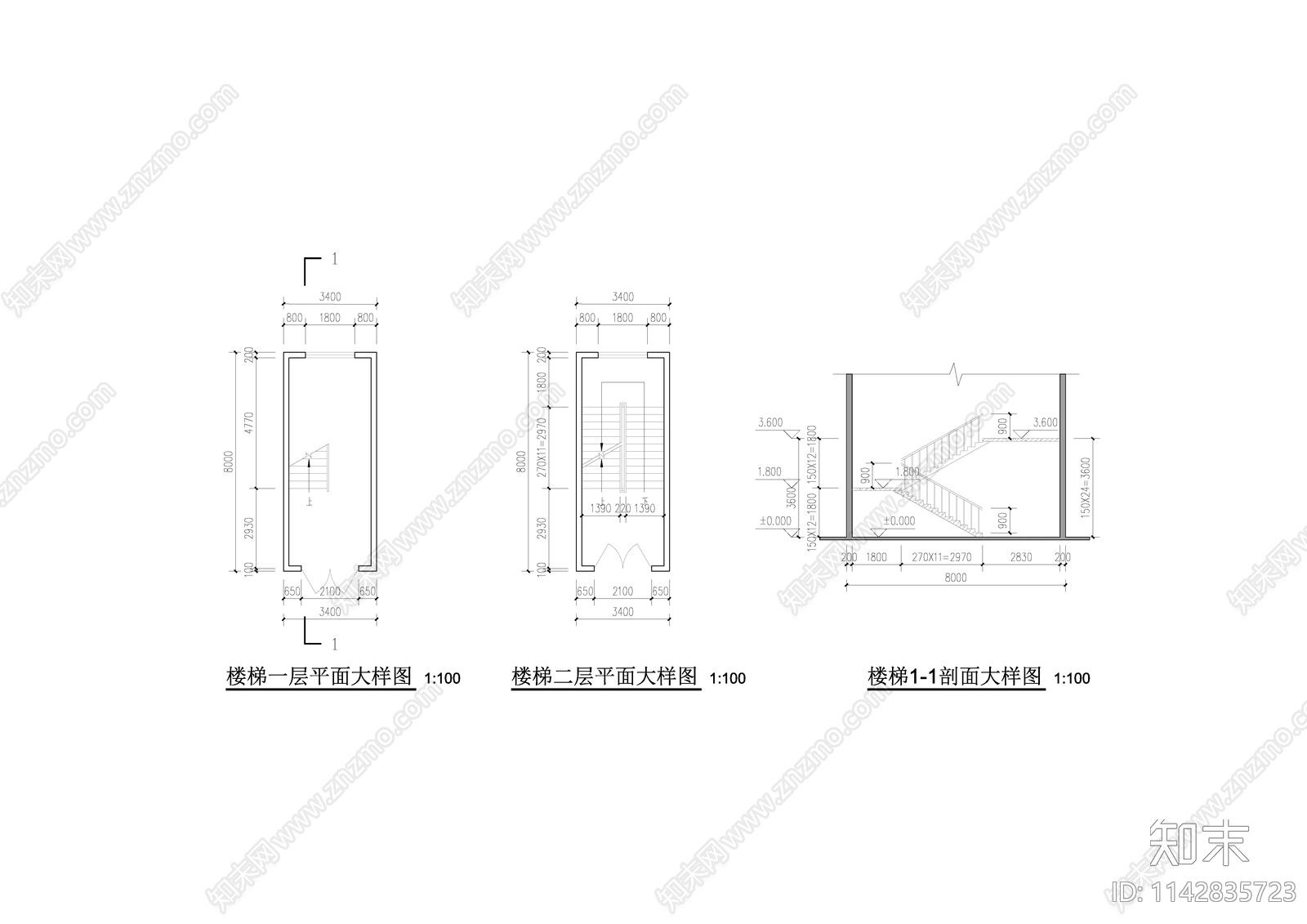 楼梯cad施工图下载【ID:1142835723】