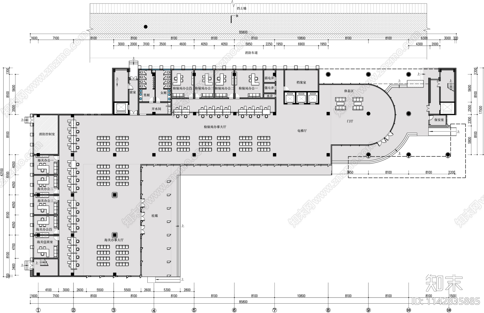 办证便民行政服务大厅平面布置图施工图下载【ID:1142835885】
