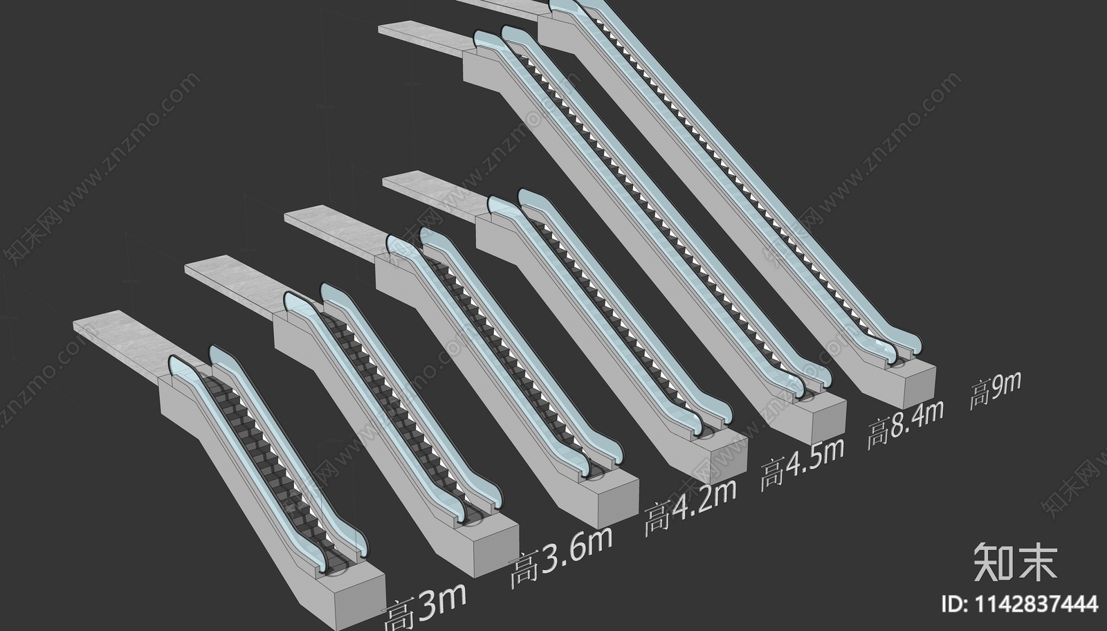 现代自动扶梯SU模型下载【ID:1142837444】