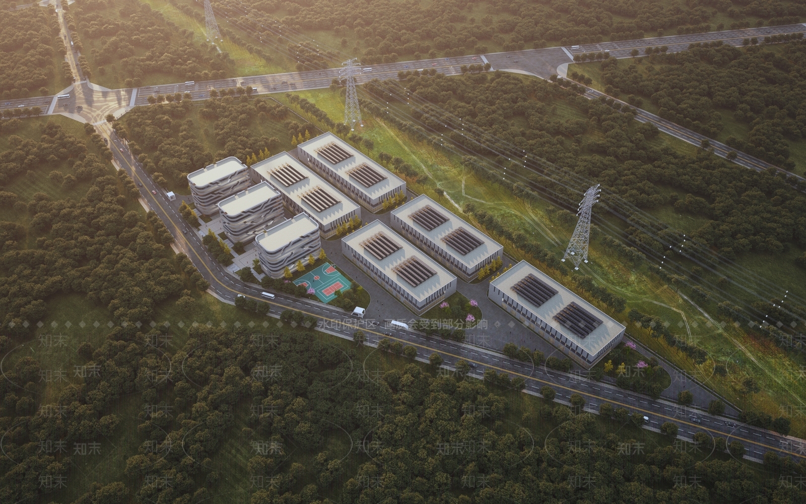 现代厂房办公楼3D模型下载【ID:1142841274】