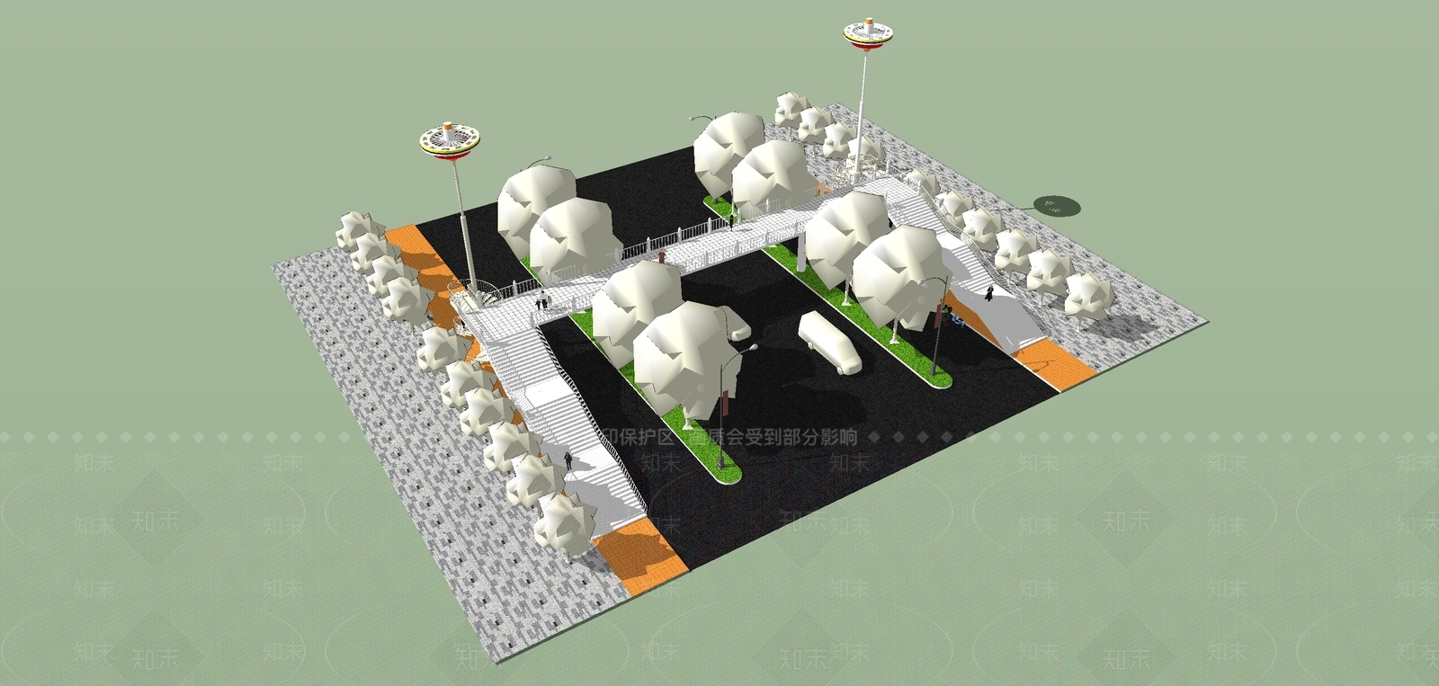 现代人行天桥SU模型下载【ID:1142842986】