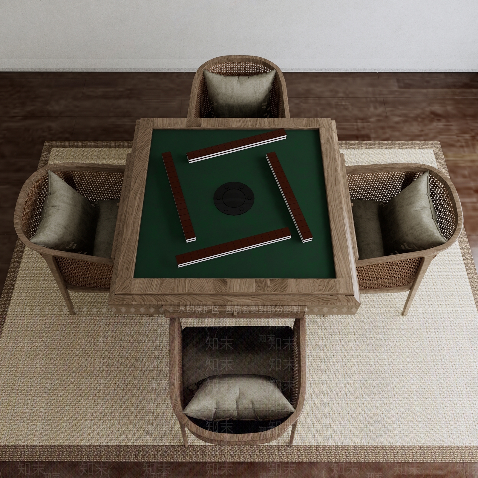 现代简约麻将桌SU模型下载【ID:1142843754】