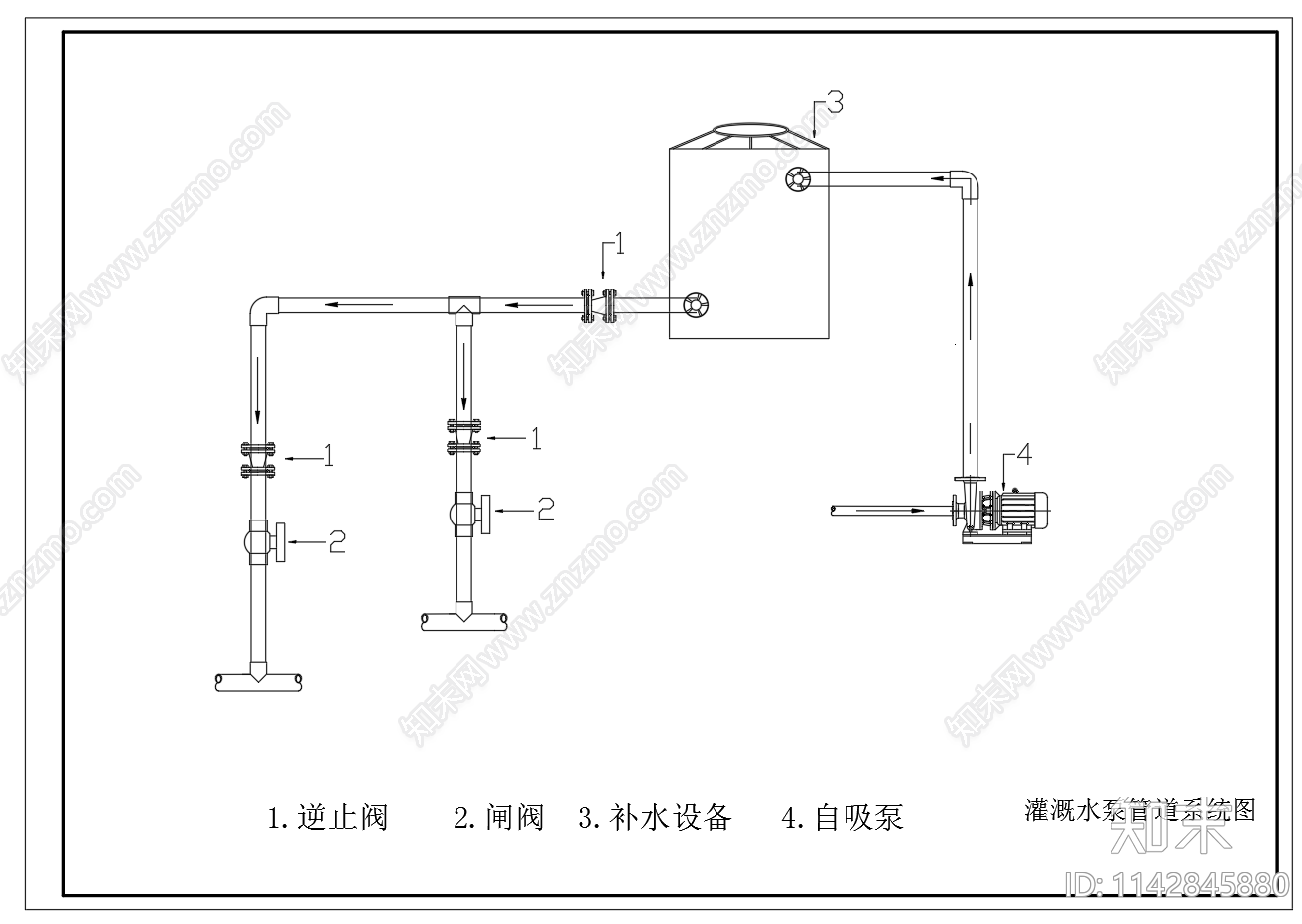 灌溉水泵管道系统cad施工图下载【ID:1142845880】