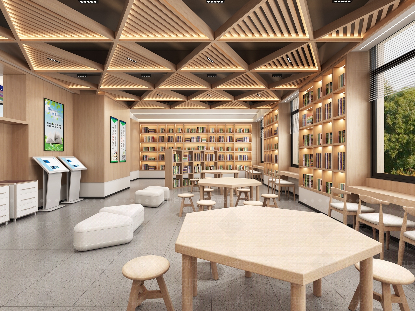 现代图书馆阅览室3D模型下载【ID:1142848427】