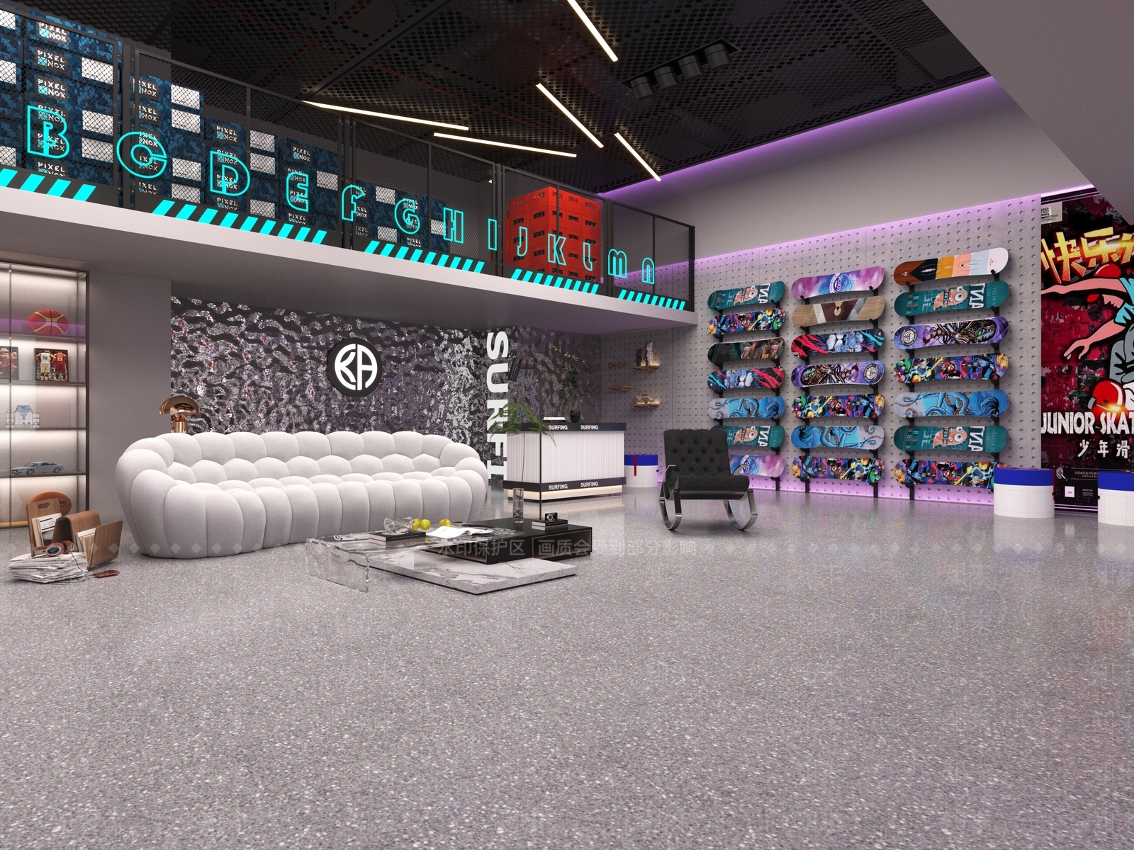 现代滑板店玩具礼品店3D模型下载【ID:1142853443】