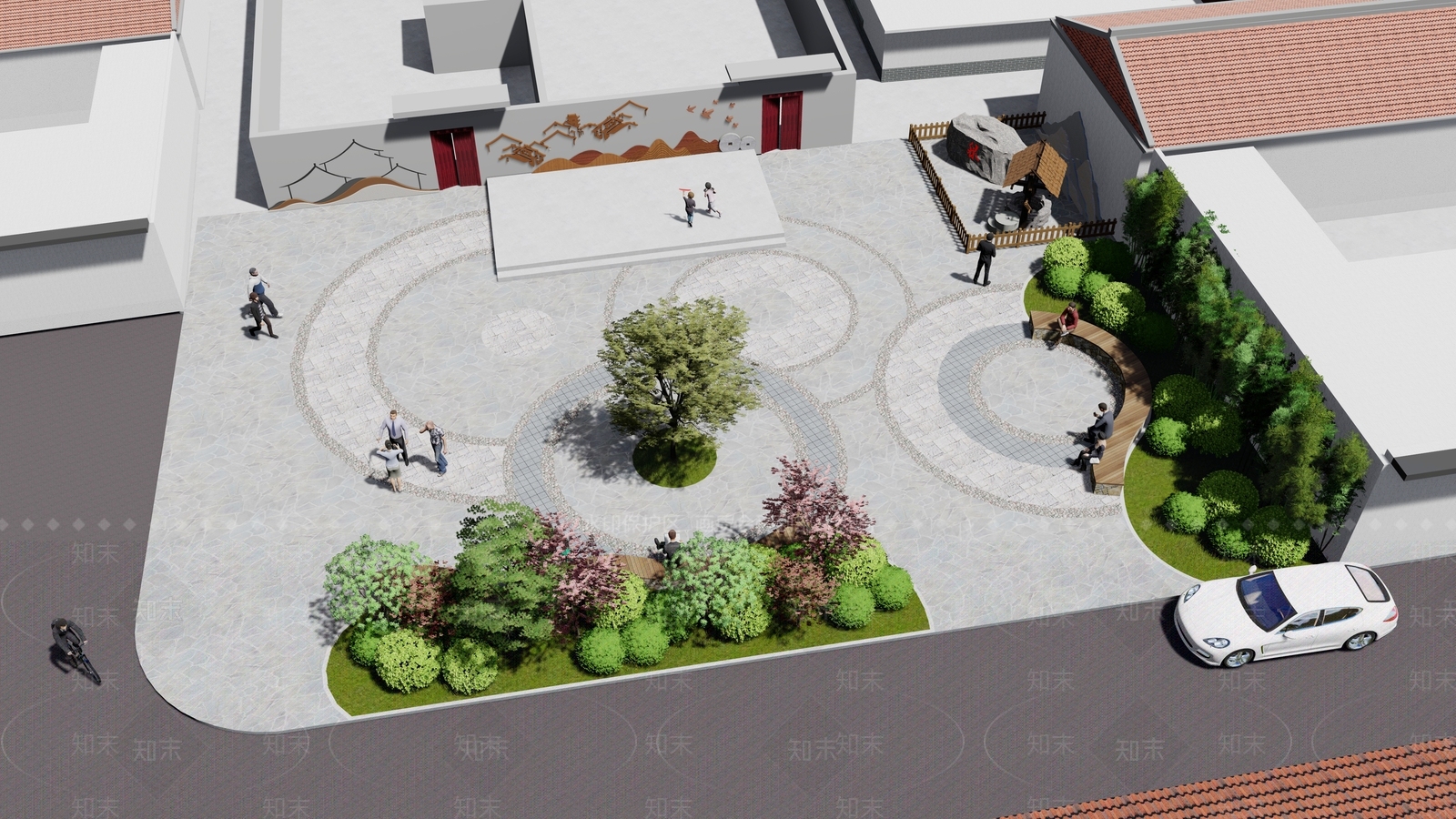 现代乡村广场景观SU模型下载【ID:1142854141】