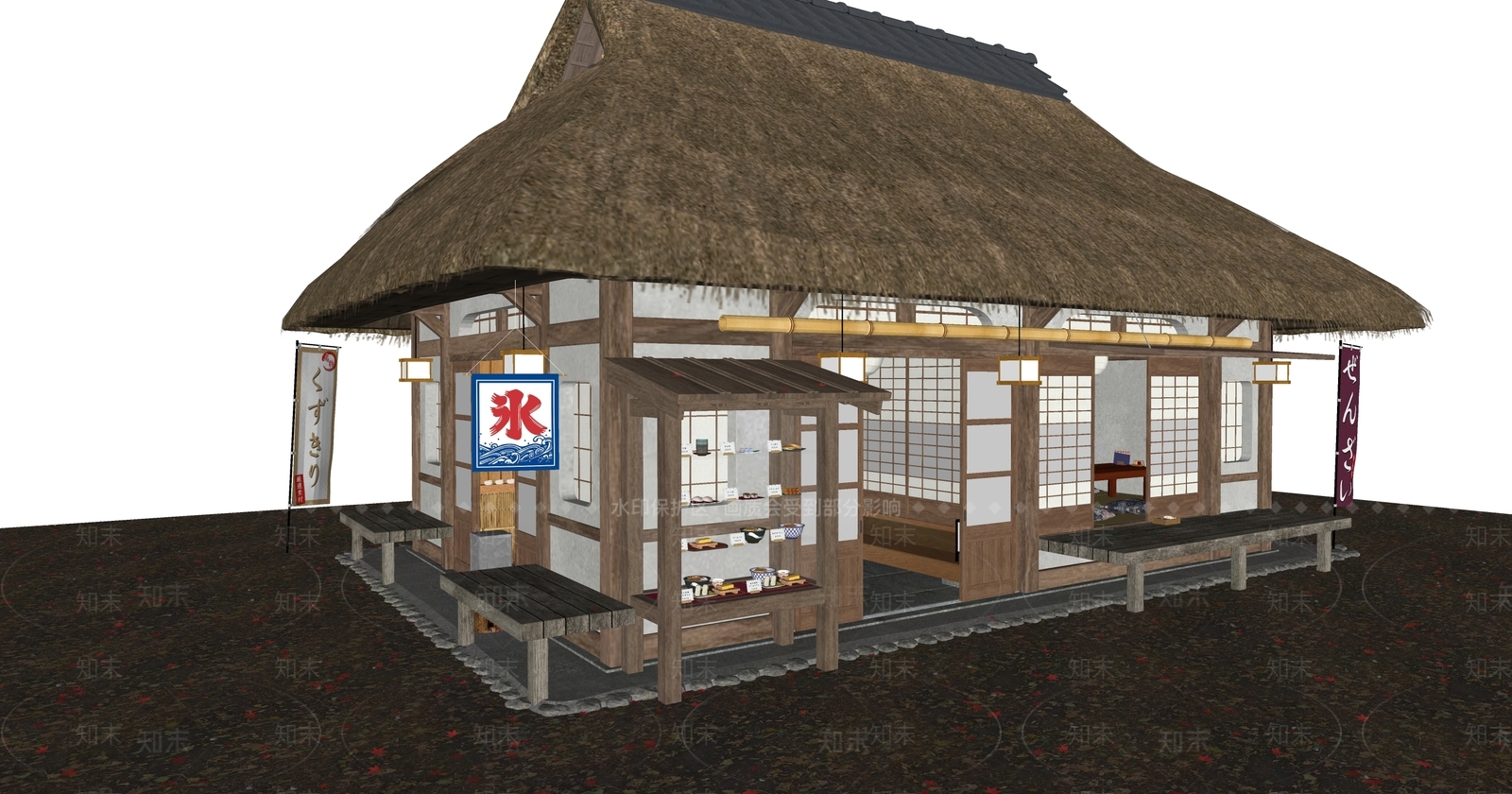 日式茅草屋SU模型下载【ID:1142854332】