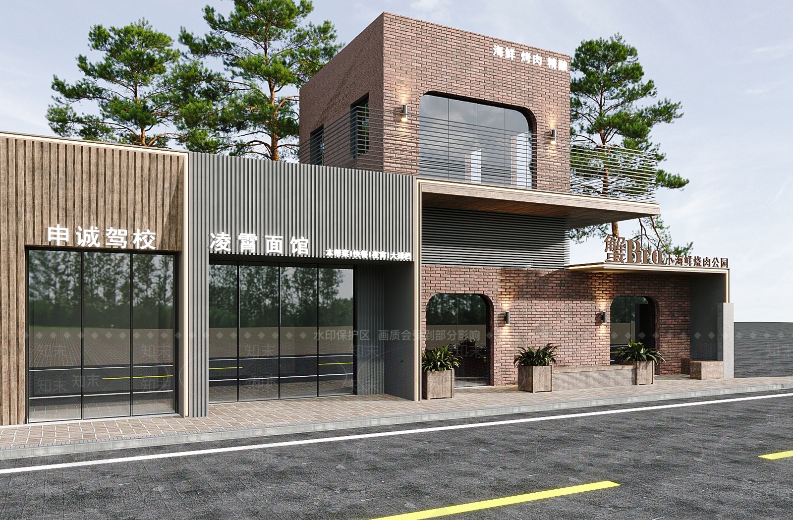 现代门头门面建筑店招3D模型下载【ID:1142854418】
