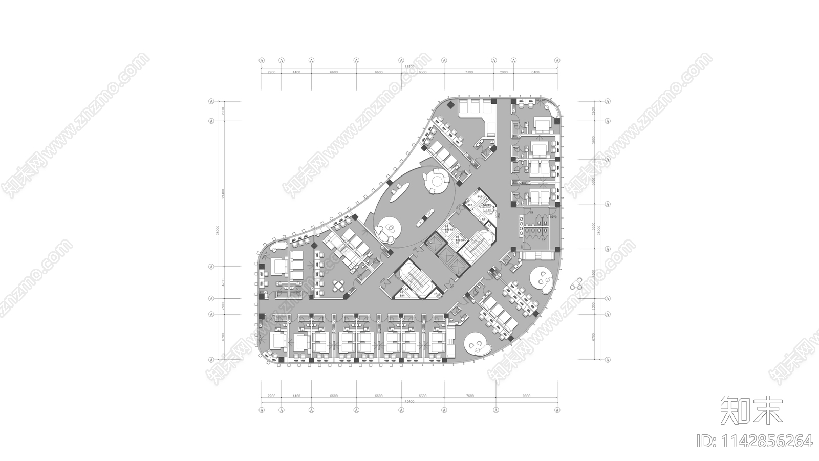 2500㎡电竞酒店平面布置图施工图下载【ID:1142856264】