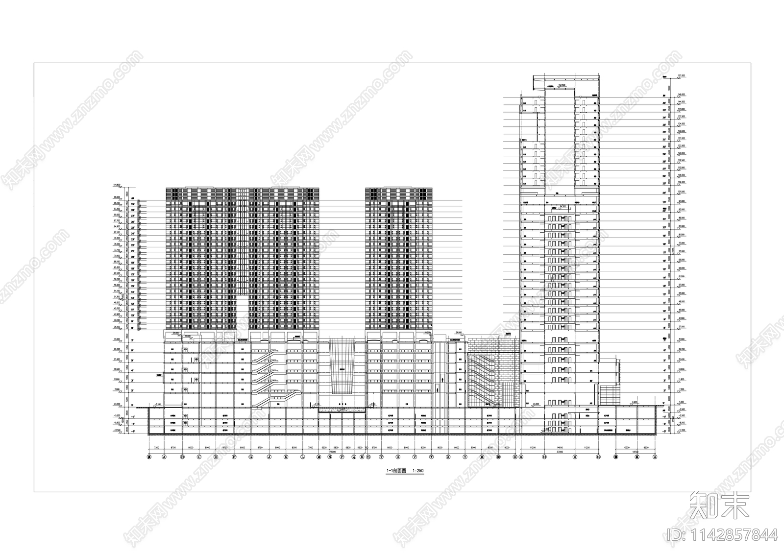 华强广场商业综合体建筑cad施工图下载【ID:1142857844】