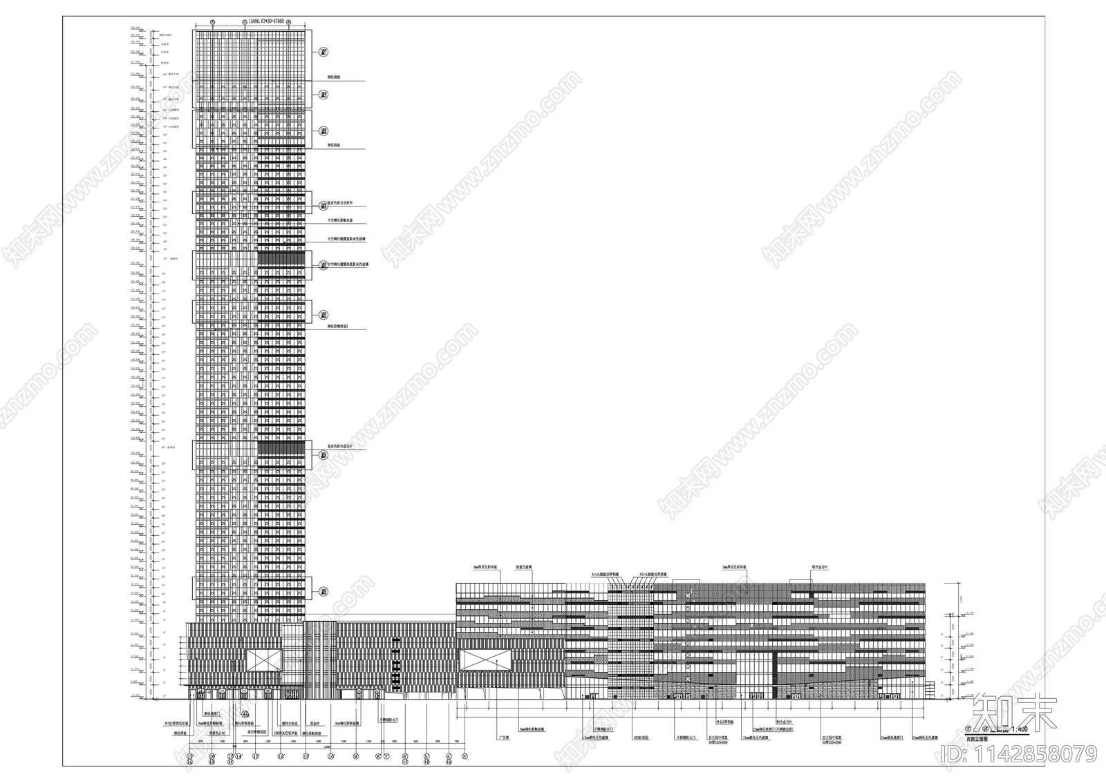 茂业二期商业综合体建筑cad施工图下载【ID:1142858079】