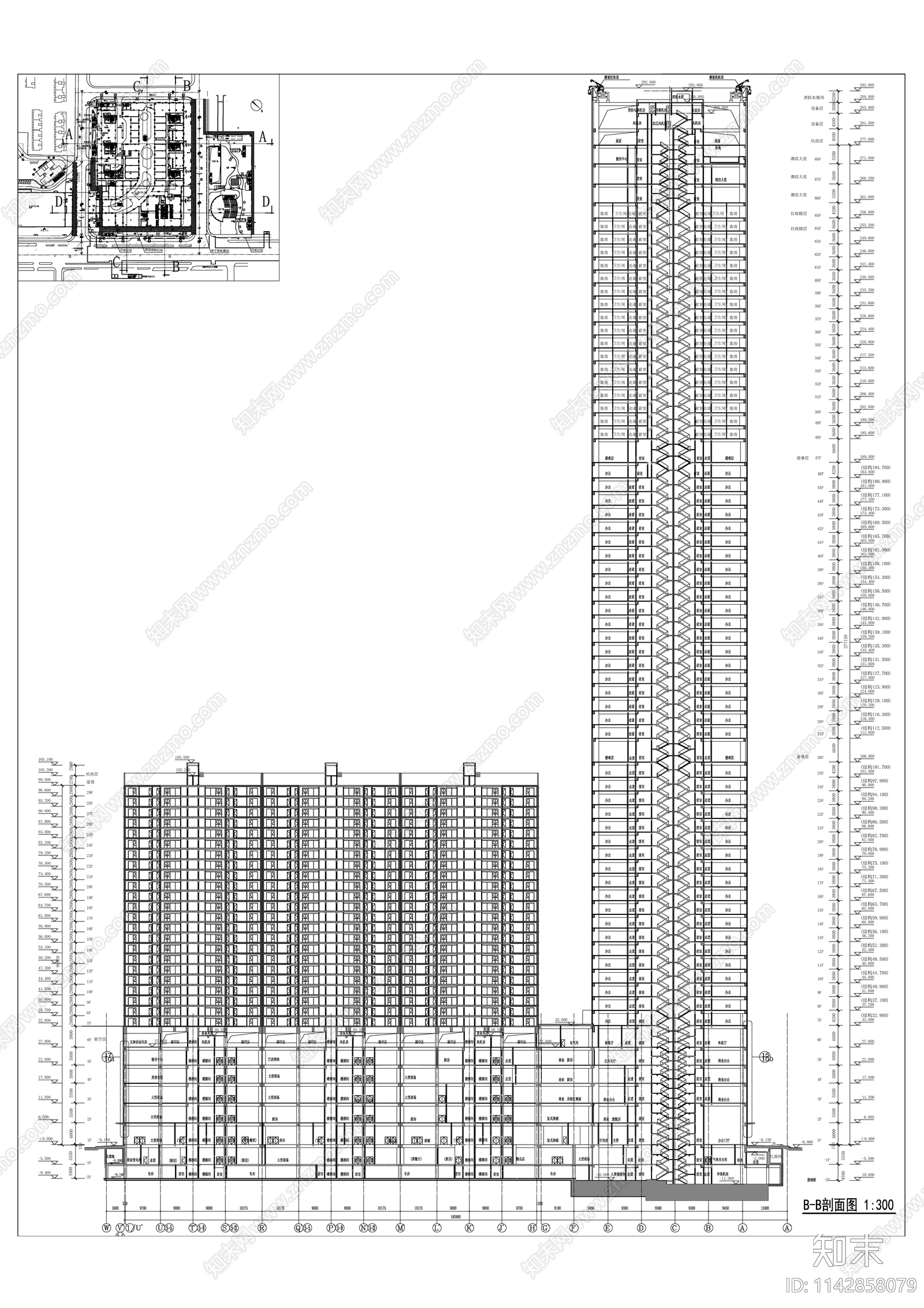 茂业二期商业综合体建筑cad施工图下载【ID:1142858079】