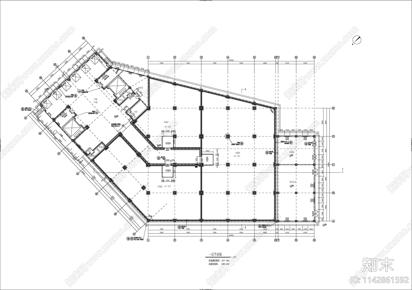 农产品高低温冷库建筑cad施工图下载【ID:1142861592】