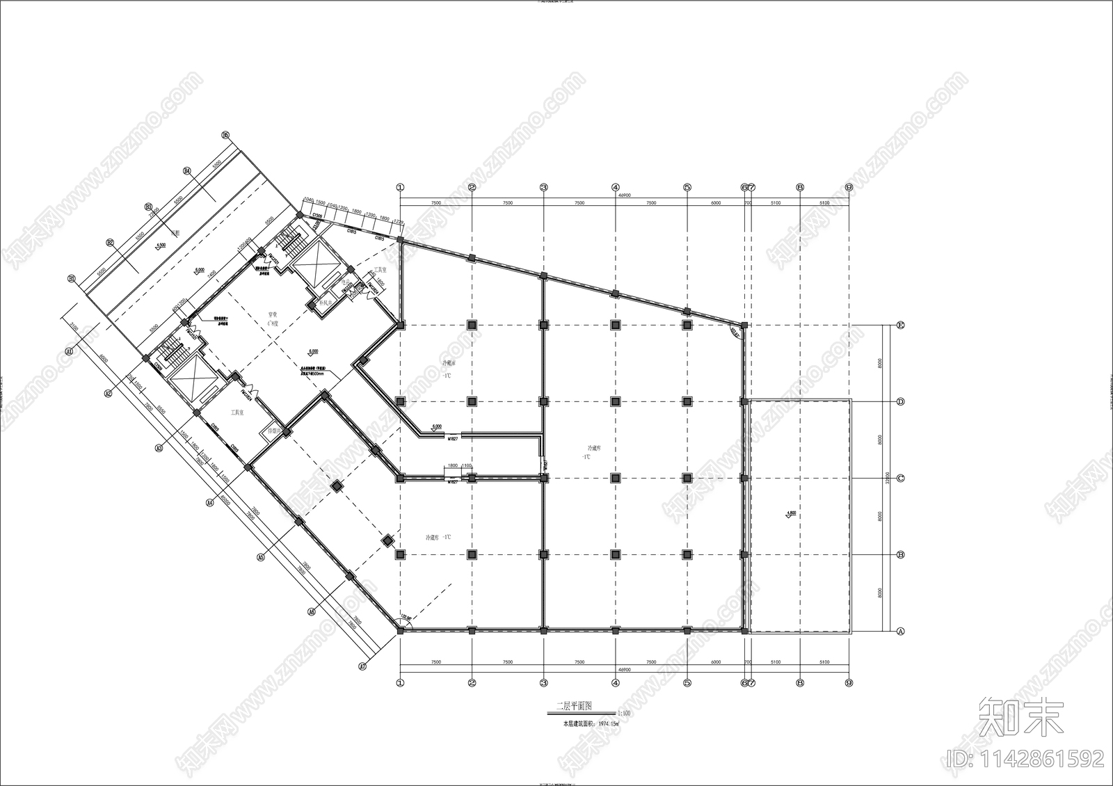农产品高低温冷库建筑cad施工图下载【ID:1142861592】