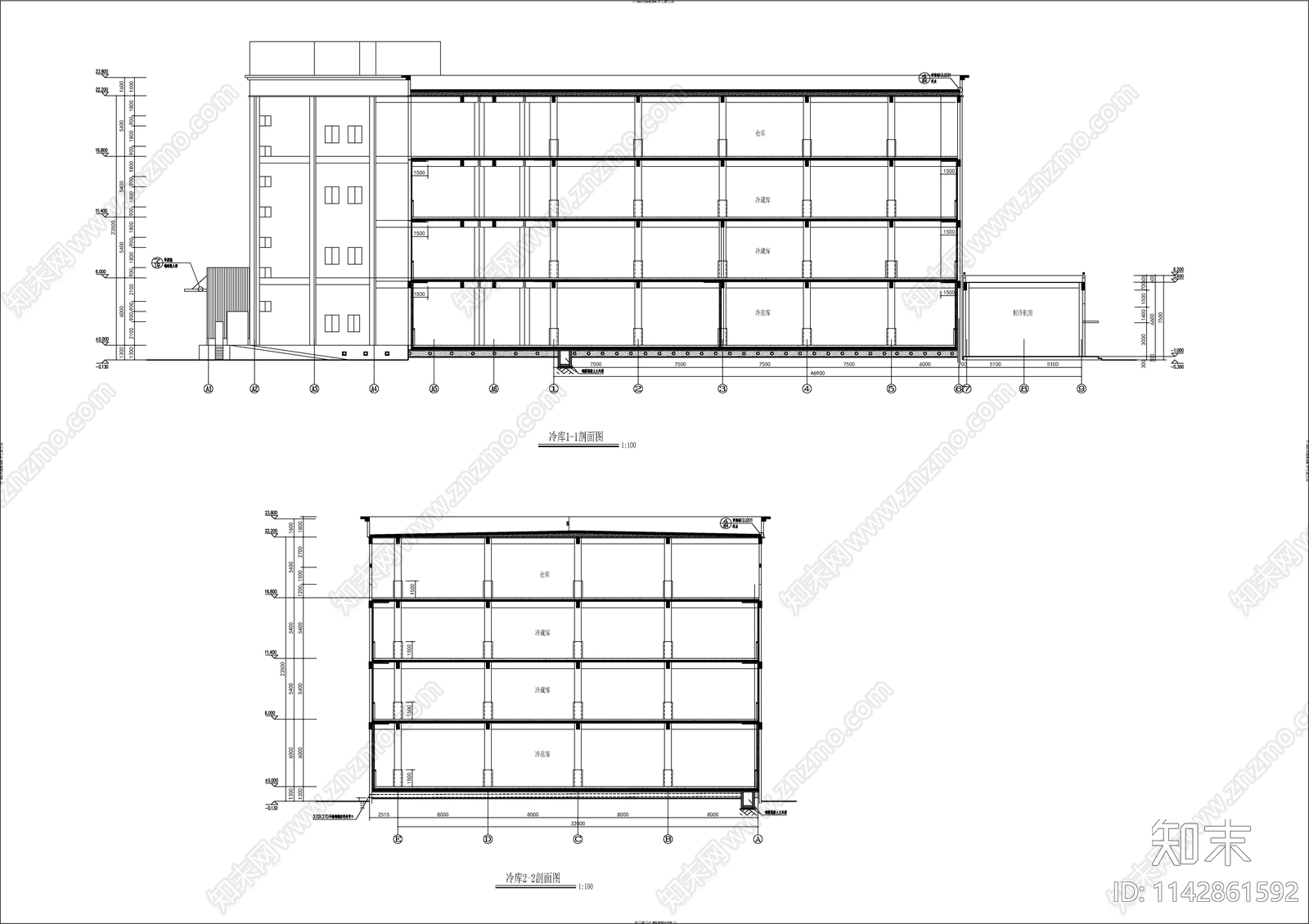 农产品高低温冷库建筑cad施工图下载【ID:1142861592】