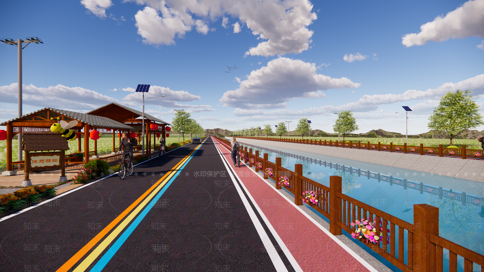 现代美丽乡村旅游道路SU模型下载【ID:1142866361】